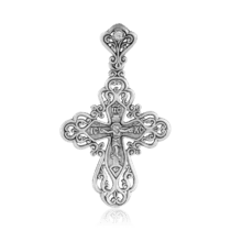 обзорное фото Серебряный крестик ажурный 037003  Серебряные подвески крестики
