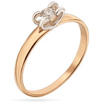 обзорное фото Золотое кольцо для предложения руки и сердца с бриллиантом 035997  Золотые кольца для помолвки с бриллиантом