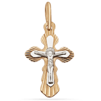 обзорное фото Золотой крестик на крестины 036564  Золотые подвески