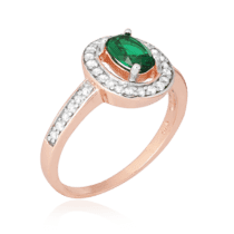 обзорное фото Серебряное кольцо с фианитами 024863  Кольца с позолотой