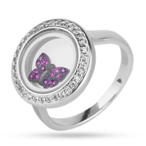 обзорное фото Серебряное кольцо Бабочка в стиле Chopard 027991  Серебряные кольца со вставками