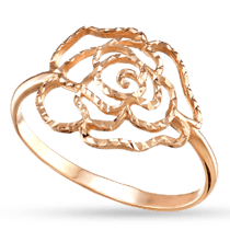 обзорное фото Золотое кольцо Роза 300355  Золотые кольца без вставок
