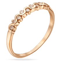 обзорное фото Кольцо в красном золоте Волна с бриллиантами 039013   Золотые кольца с бриллиантами