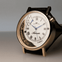 обзорное фото Часы из золота мужские с кожаным ремешком 036263  Мужские золотые часы