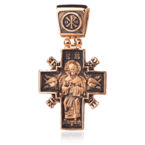 обзорное фото Золотой православный крестик с чернением 024653  Золотые крестики православные