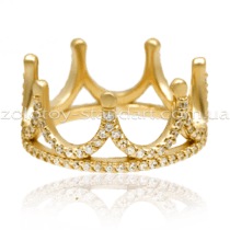 обзорное фото Золотое кольцо Корона с камнями 1112741  Золотые кольца Короны