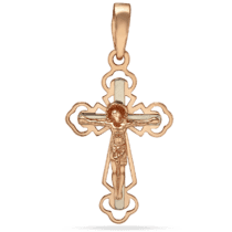 обзорное фото Золотой православный крест Спаси и Сохрани 039003  Золотые крестики православные