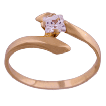 обзорное фото Золотое кольцо с фианитом 18129  Золотые кольца для помолвки с цирконием