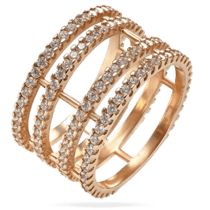 обзорное фото Золотое кольцо широкое с фианитами 035508  Золотые кольца