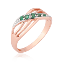 обзорное фото Серебряное кольцо с фианитами 024874  Кольца с позолотой