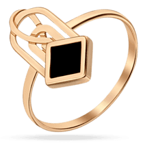 обзорное фото Золотое кольцо в интересном дизайне с агатом 035384  Золотые кольца