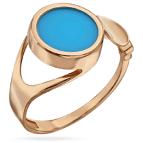 обзорное фото Золотое кольцо с бирюзой Мишель 037135  Золотые кольца с камнями