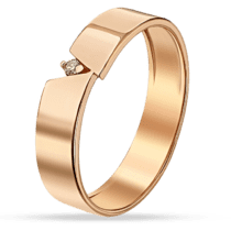обзорное фото Обручальное кольцо золотое с фианитом в современном дизайне 036231  Золотые кольца