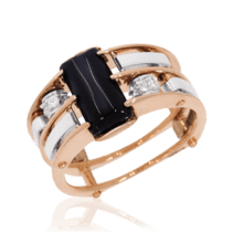 обзорное фото Оригинальное золотое кольцо с агатом для мужчин и для женщин 032266  Золотые кольца с агатом