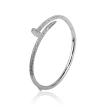 обзорное фото Серебряный браслет гвоздь с фианитами 027733  Серебряные женские браслеты