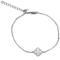 обзорное фото Серебряный браслет Клевер с перламутром 038529  Серебряные женские браслеты