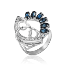 обзорное фото Изысканное золотое кольцо с сапфирами и бриллиантами Беатрис 036097  Золотые кольца