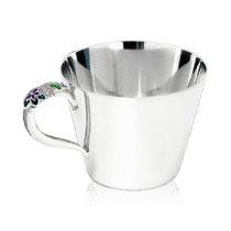 обзорное фото Серебряная чашка с Цветочками на ручке 036350  Серебряные чашки