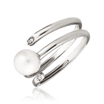 обзорное фото Серебряное кольцо молодежное с жемчужиной 036890  Серебряные кольца