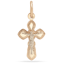 обзорное фото Золотой крестик ребенку на крещение 036105  Золотые крестики православные