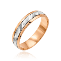 обзорное фото Обручальное кольцо из комбинированного золота з алмазной гранью 036693  Золотые кольца