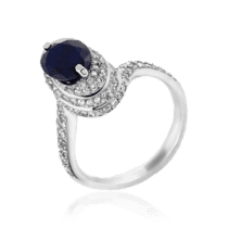 обзорное фото Изысканное золотое кольцо с сапфиром и бриллиантами 036754  Золотые кольца