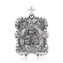 обзорное фото Серебряная икона Николай Угодник с камнями 035970  Иконы серебро