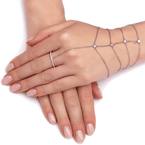 обзорное фото Серебряный браслет с кольцом 024672  Серебряные женские браслеты