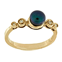 обзорное фото Кольцо 320614  Золотые кольца с жемчугом