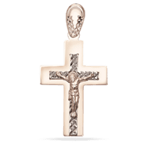 обзорное фото Золотой крестик с алмазной гранью Распятие 029577  Золотые крестики православные