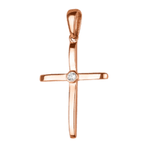 обзорное фото Женский золотой крестик с одним фианитом 036654  Декоративные золотые крестики