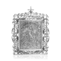 обзорное фото Икона Георгий Победоносец серебро 035955  Иконы серебро