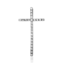 обзорное фото Крест в белом золоте с бриллиантами 026091  Декоративные золотые крестики