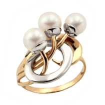 обзорное фото Кольцо с жемчугом 330313  Золотые кольца с жемчугом