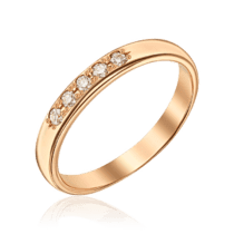 обзорное фото Золотое обручальное кольцо с пятью бриллиантами 035374  Золотые кольца