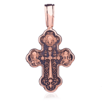 обзорное фото Золотой крестик с чернением 024642  Золотые крестики православные