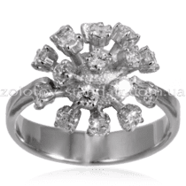 обзорное фото Золотое кольцо Снежинка с бриллиантами R0751  Крупные золотые кольца