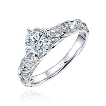 обзорное фото Шикарное кольцо для помолвки с бриллиантами 031075  Золотые кольца
