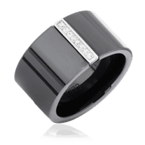 обзорное фото Серебряное кольцо из керамики и с фианитами 024831  Серебряные кольца с фианитом