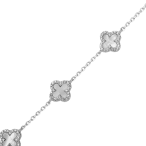 обзорное фото Серебряный женский браслет с белым перламутром и фианитами 027767  Серебряные женские браслеты