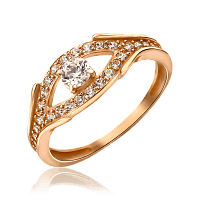 Золотое кольцо с фианитом 035102