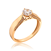 Золотое кольцо для помолвки в необычном дизайне 034403
