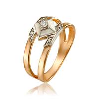 Двойное золотое кольцо с фианитами 033462