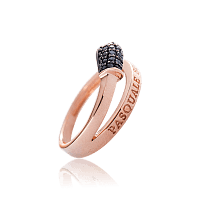 Золотое кольцо в стиле Pasquale Bruni с черными фианитами 032836