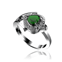 Золотое кольцо с бриллиантами и изумрудом 030430