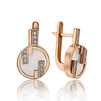 Золотые сережки в современном дизайне с перламутром Джаннет 033835