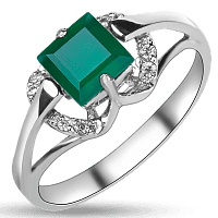 Серебряное кольцо "Филиппины", большой зелёный оникс и фианиты 027238