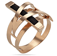 Золотое кольцо с каучуком 031715