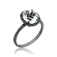 Женское кольцо из белого золота с кварцем и бриллиантами 032938