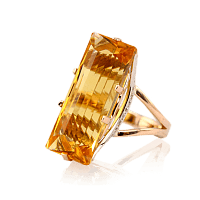 Золотое кольцо с цитрином 024607